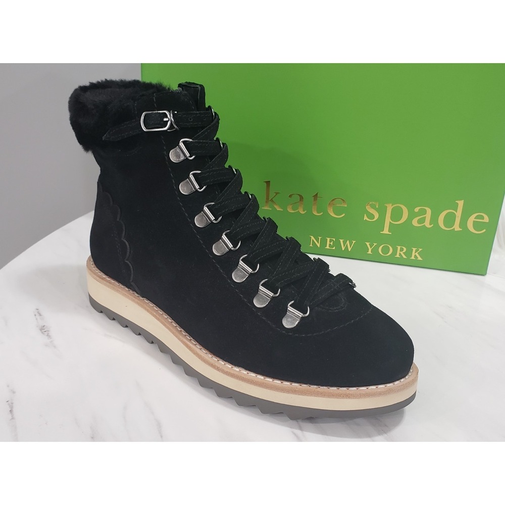 NEW SIZE 7 Kate Spade New York BLACK SPORT SUEDE Women's Maira Hiking Boots